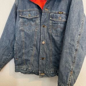 Wrangler Jacket Mens medium  Denim Jean Trucker Flannel Lined Western Chore Coat